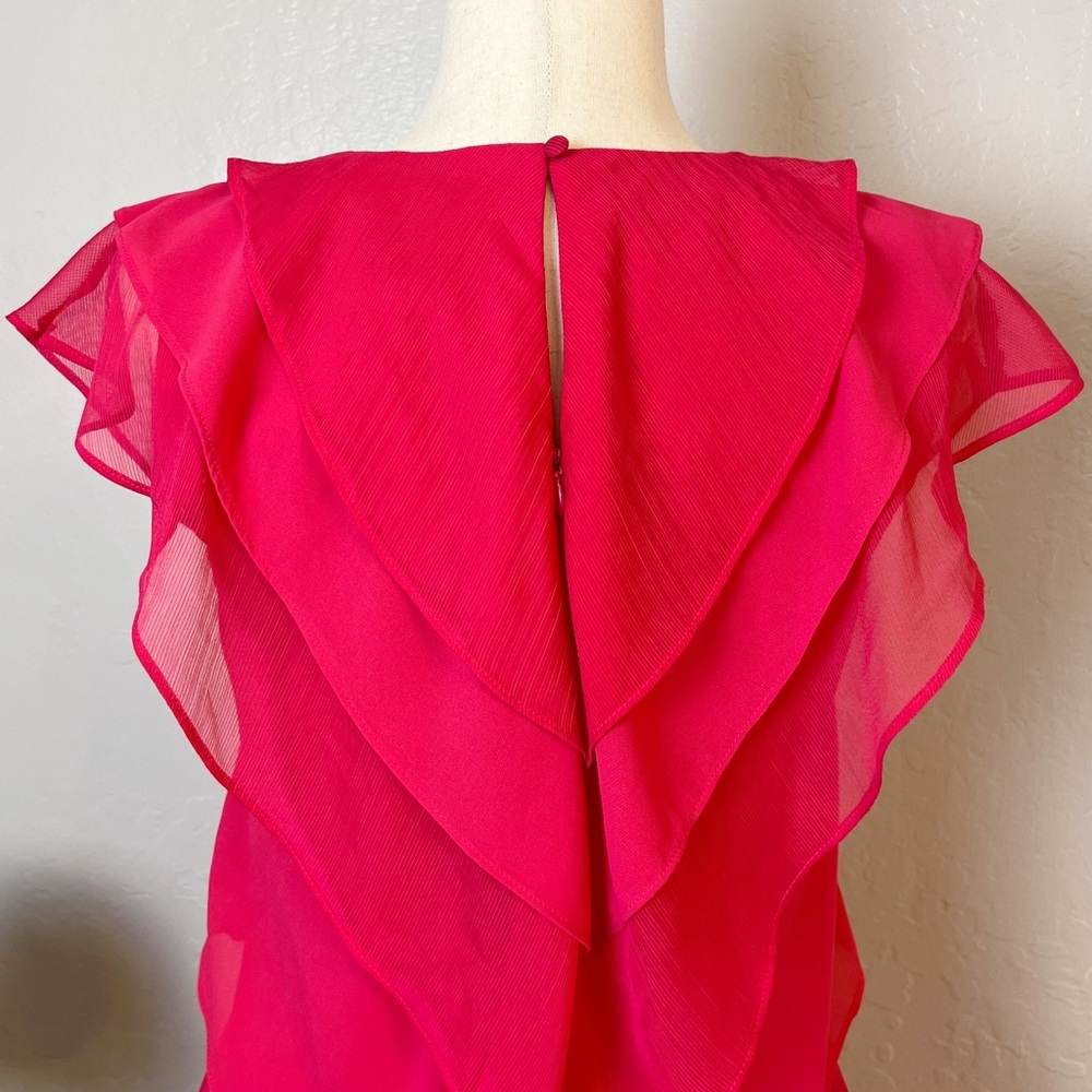 •PHASE EIGHT• Sage Pleated Ruffle Mini Dress in Raspberry‎ Size 2 - Picture 7 of 14